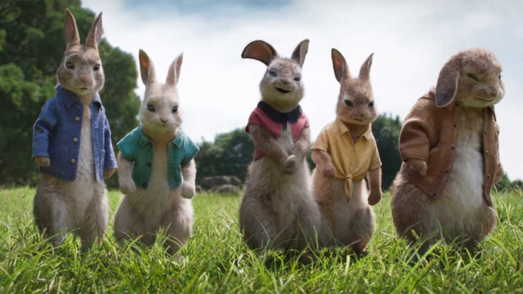 This image consists of Peter Rabbit and his bunny friends