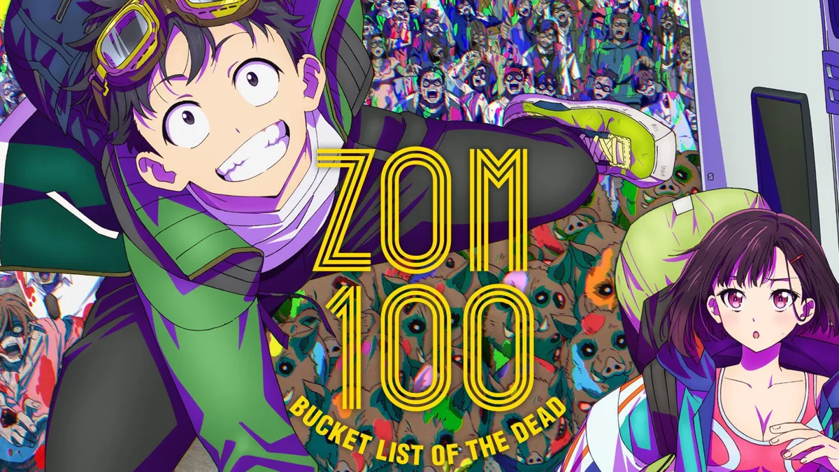 The title screen shows the title name, Zom 100, and main character Tendo.