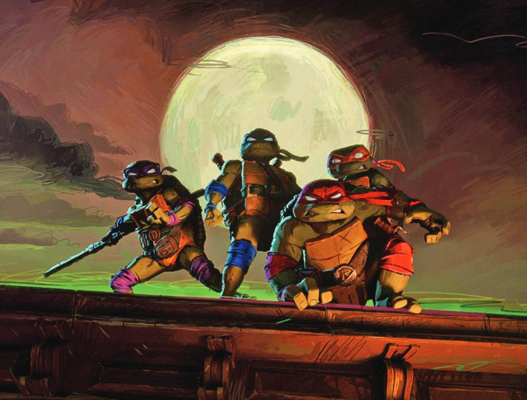 The titular characters are posed heroically on a rooftop beneath the moonlight.